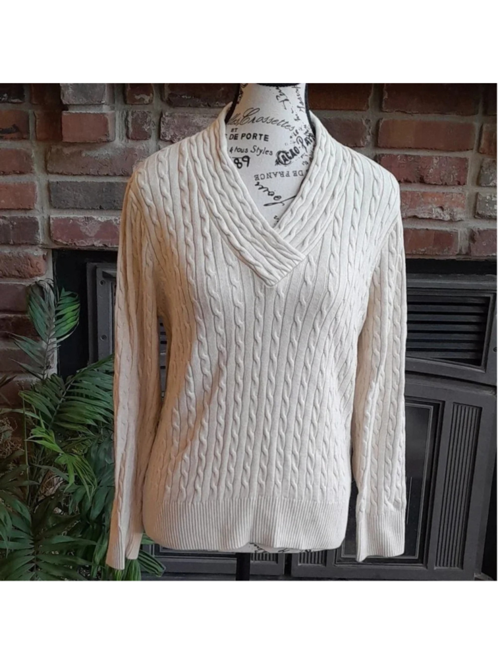 Jeanne Pierre Fisherman Cable Crossover Sweater